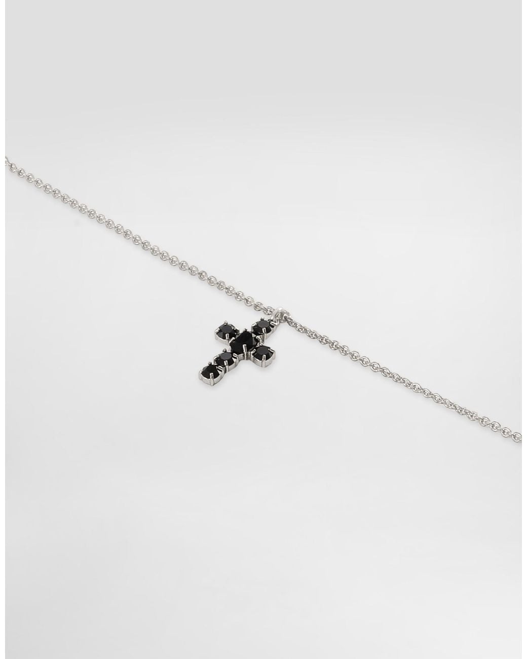 Dolce & Gabbana White Link Bracelet With Rhinestone-Detailed Cross Charms