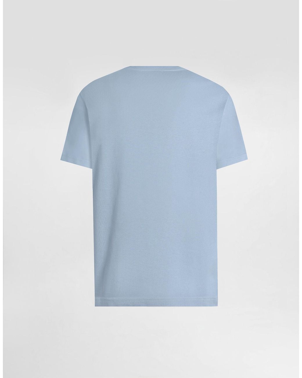 Dolce & Gabbana Blue Cotton T-Shirt With Embroidered Patch for men