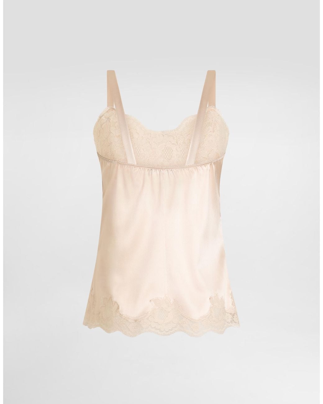 Dolce & Gabbana Natural Satin Lingerie-Style Top With Lace