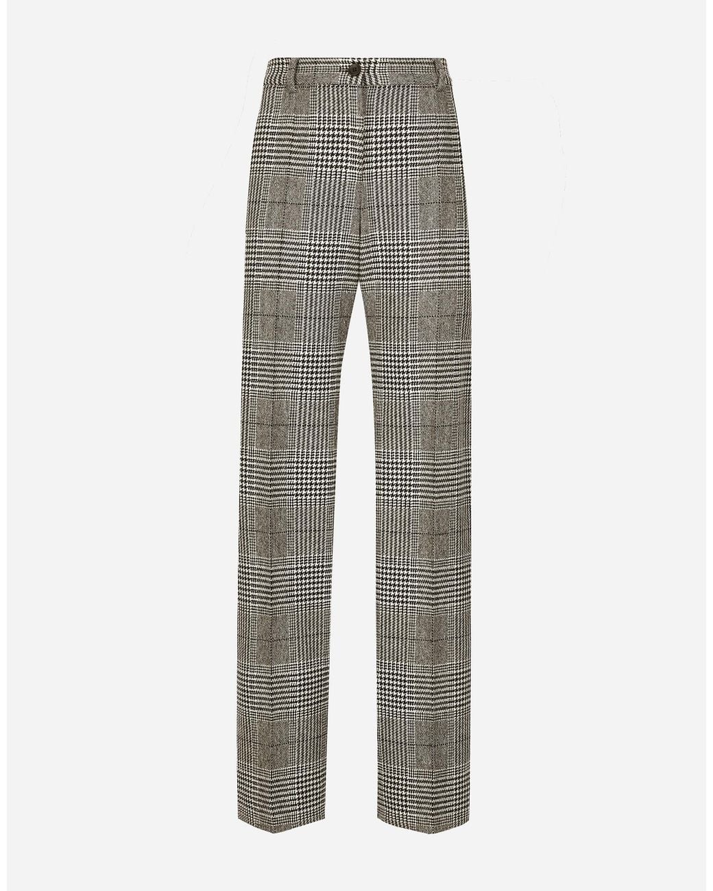 Dolce & Gabbana Gray Flared Glen Plaid Pants
