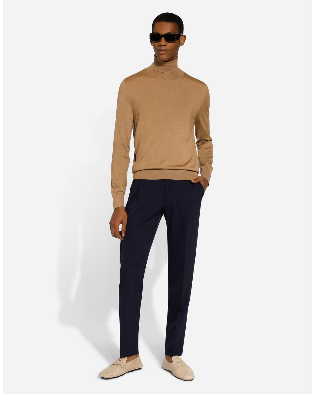 Dolce & Gabbana Brown Cashmere And Silk Turtle-Neck Sweater for men