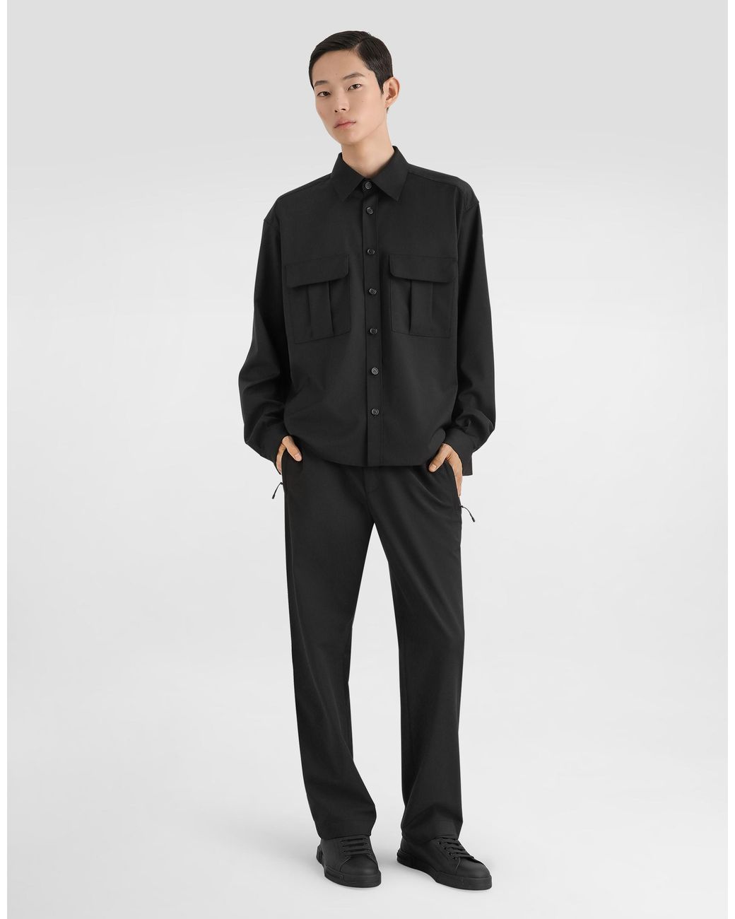 Dolce & Gabbana Black Wool Blend Canvas Shirt for men
