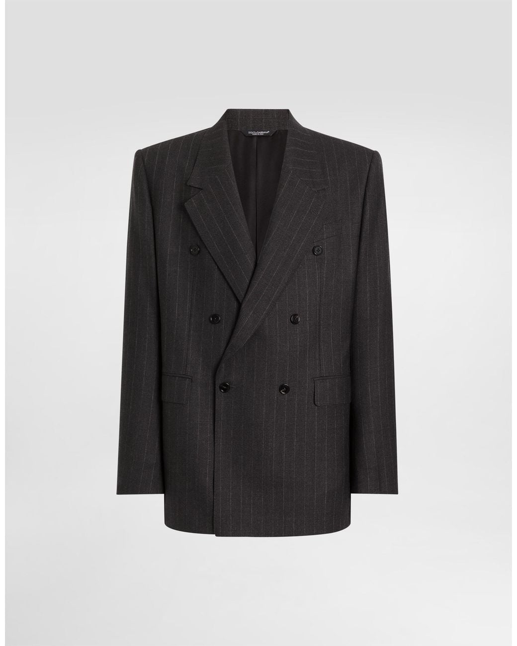 Dolce & Gabbana Black Palermo Double-Breasted Pinstripe Wool Jacket for men