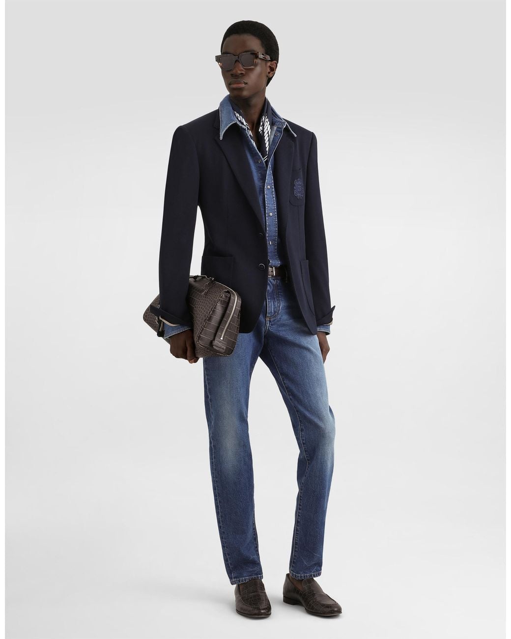 Dolce & Gabbana Jacke Portofino Aus Jersey Mit Einreiher-Design in Blue für Herren