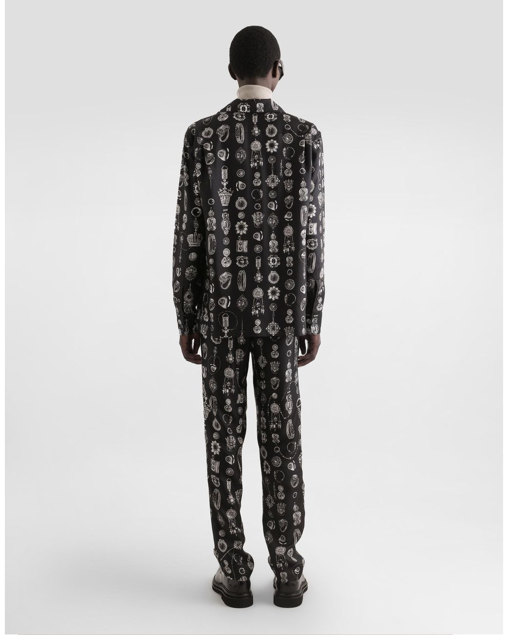 Dolce & Gabbana Black Jewel- Silk Twill Vanity Shirt for men