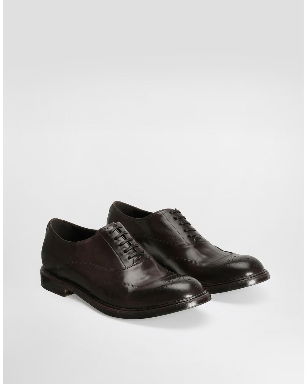 Dolce & Gabbana White Washed Calfskin Laced Shoes for men