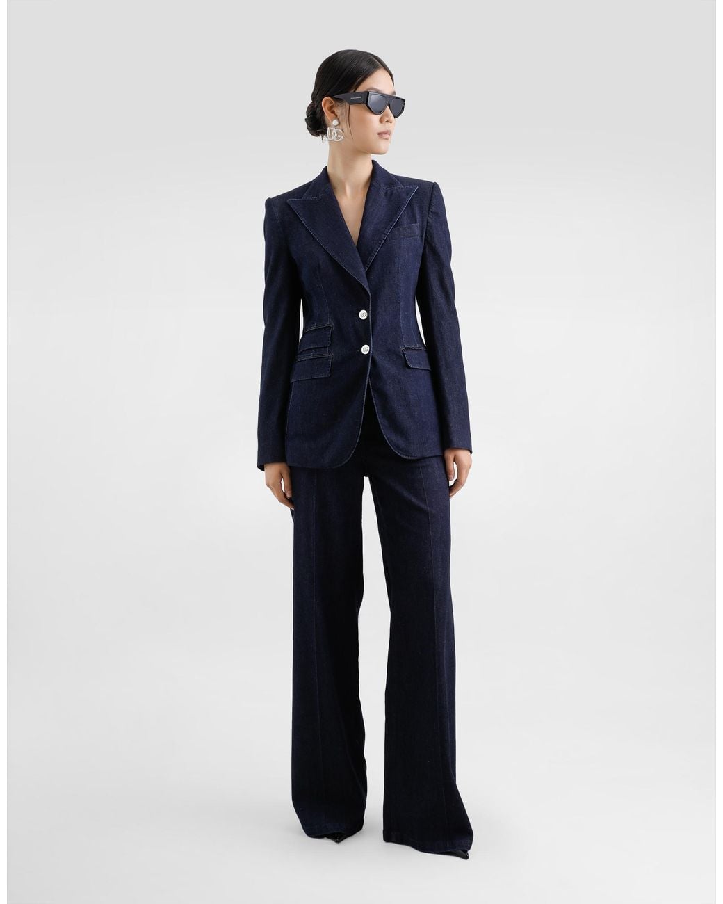 Dolce & Gabbana Blue Single-Breasted Denim And Silk Turlington Jacket