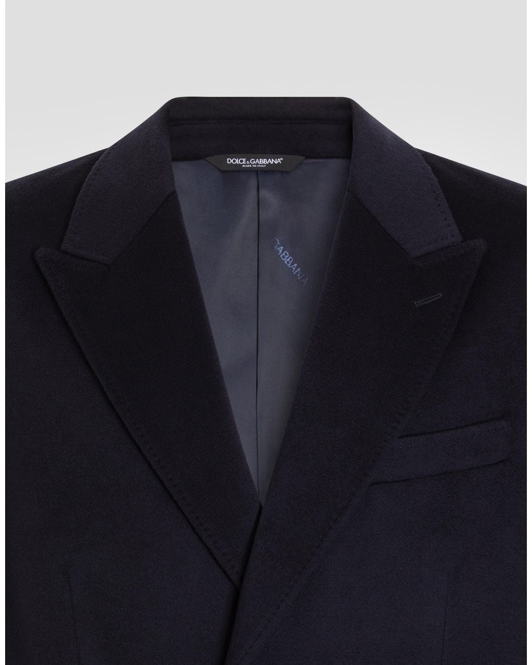 Dolce & Gabbana Blue Single-Breasted Wool Coat for men