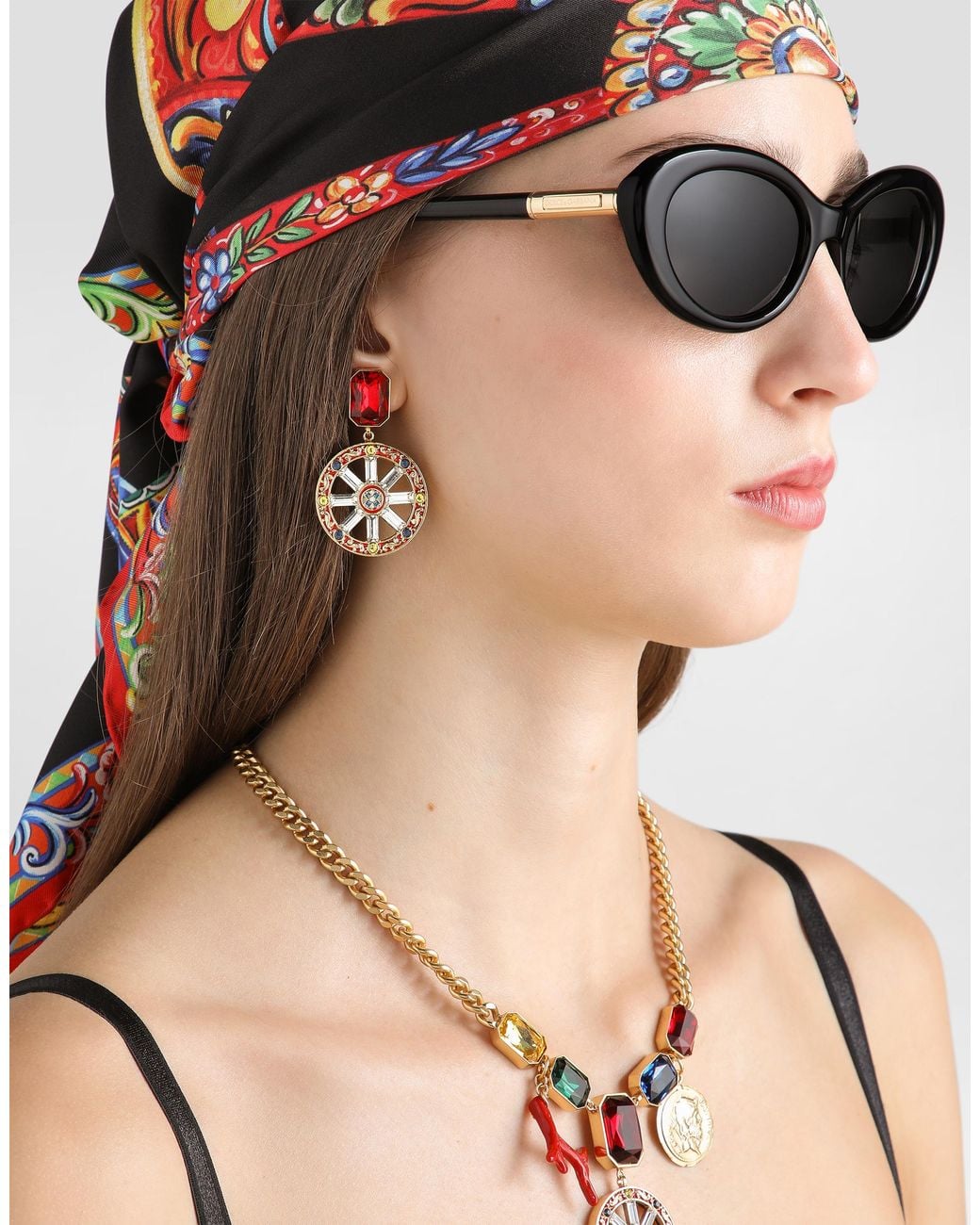 Dolce & Gabbana White Carretto Wheel Clip Earrings