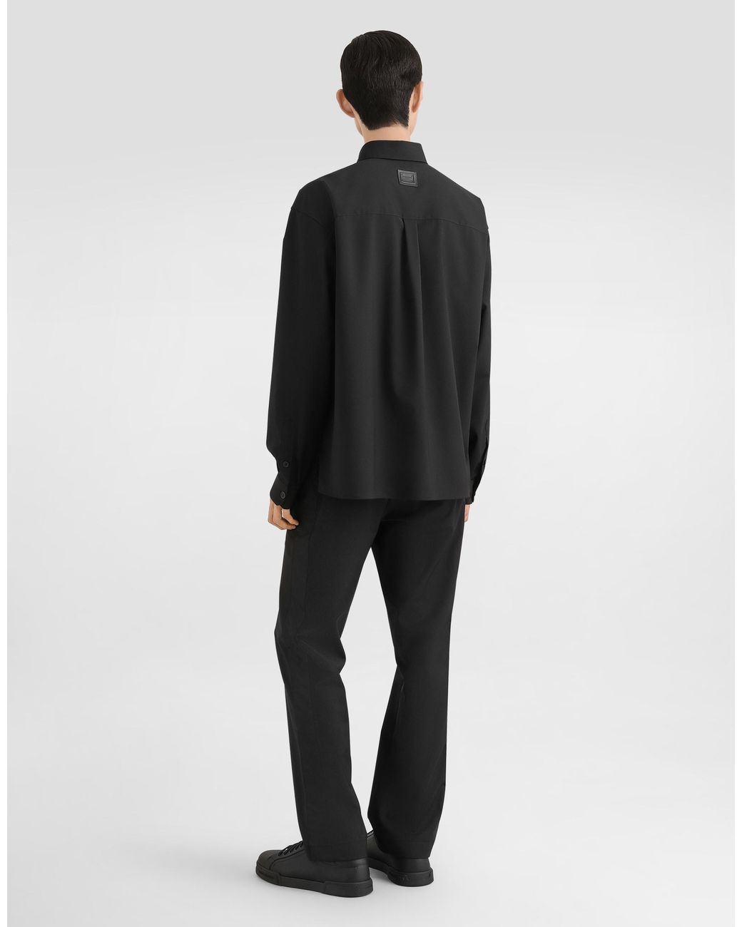 Dolce & Gabbana Black Wool Blend Canvas Shirt for men