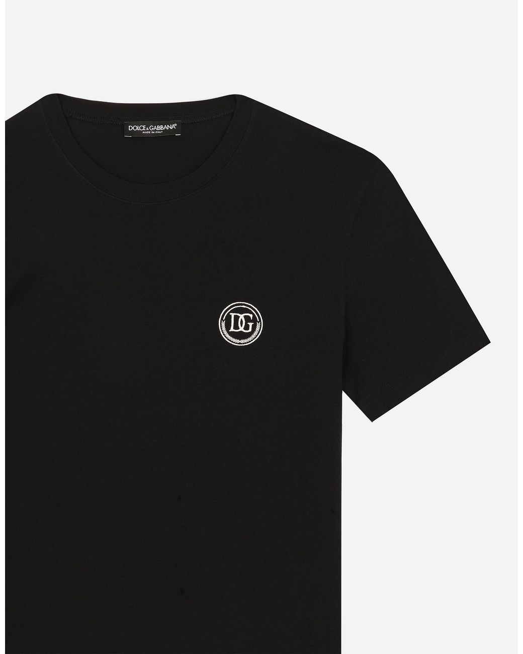 Dolce & Gabbana Black Short-Sleeved T-Shirt With Dg Embroidery for men
