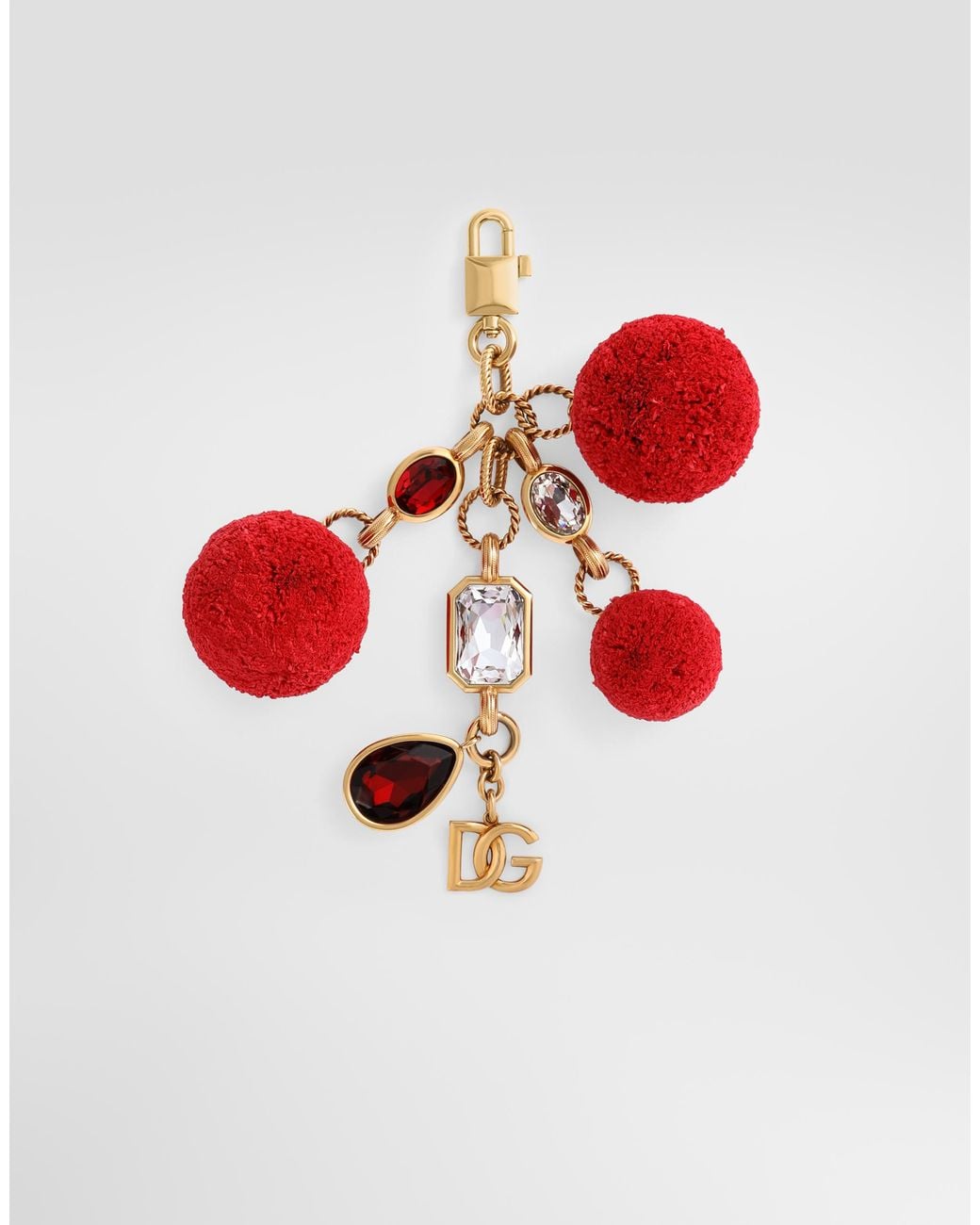 Dolce & Gabbana Red Metal Keychain With Charms