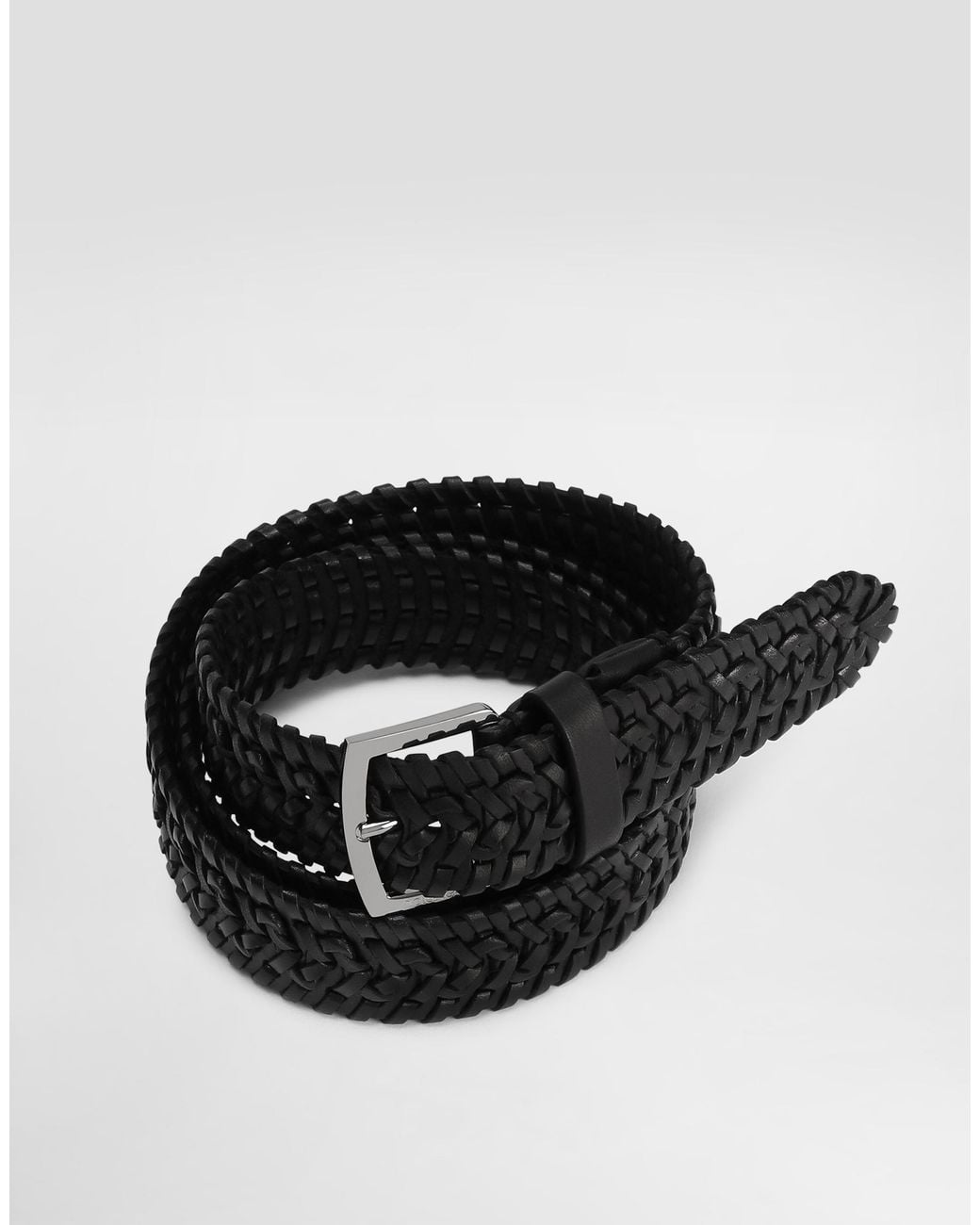 Dolce & Gabbana White Woven Leather Belt for men