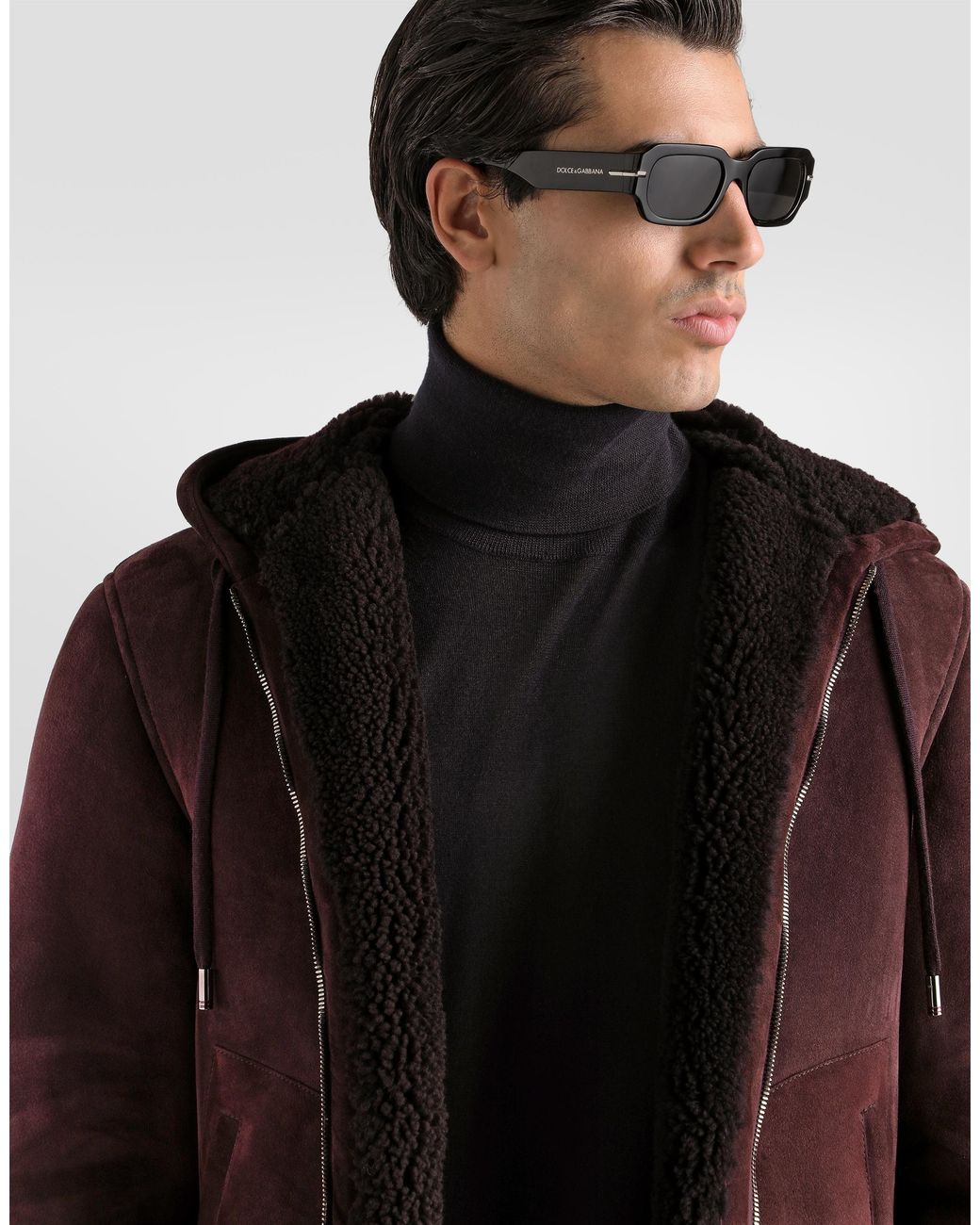 Dolce & Gabbana Brown Suede Shearling Jacket for men