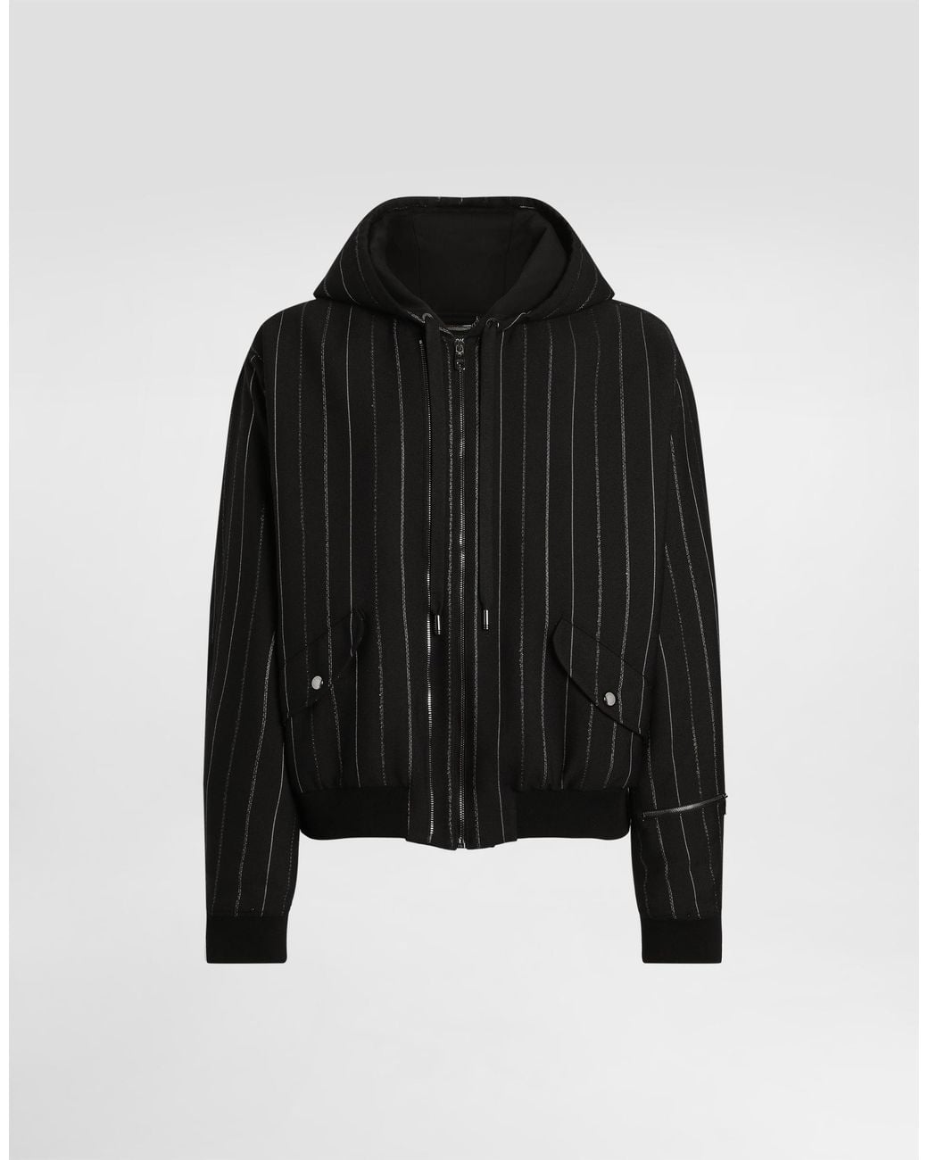 Dolce & Gabbana Black Padded Pinstripe Bomber Jacket for men