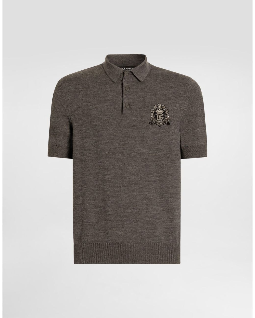 Dolce & Gabbana Gray Virgin Wool Polo Shirt for men