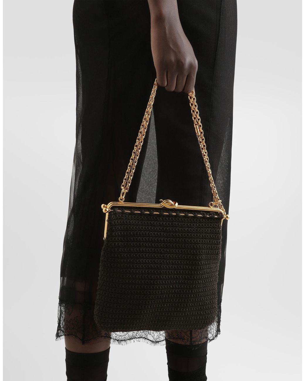 Dolce & Gabbana Black Dina Shoulder And Crossbody Bag