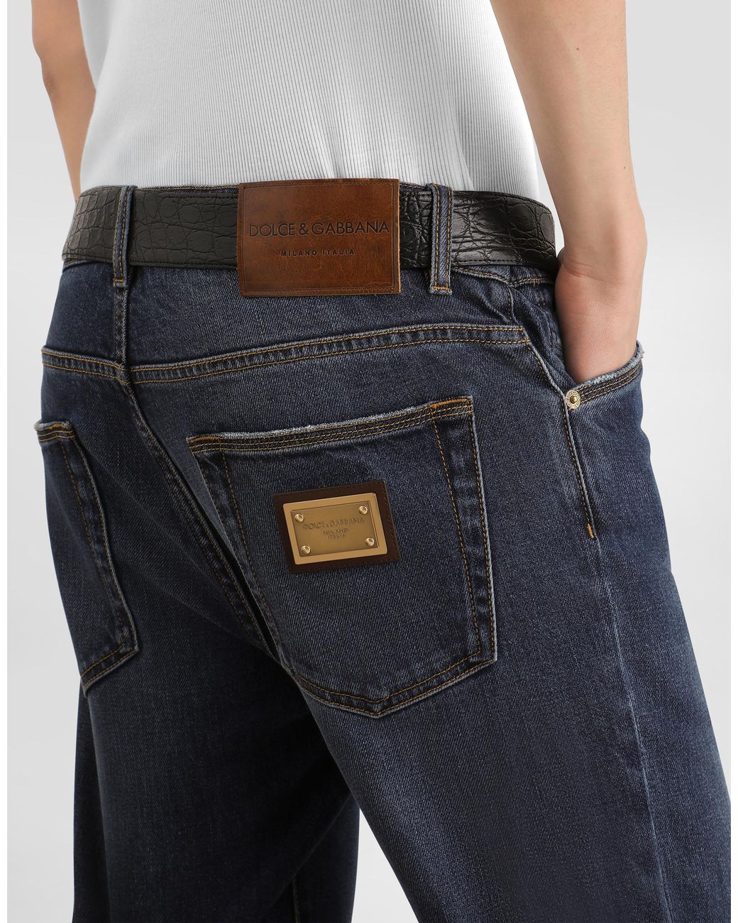 Dolce & Gabbana Blue Denim Trousers for men