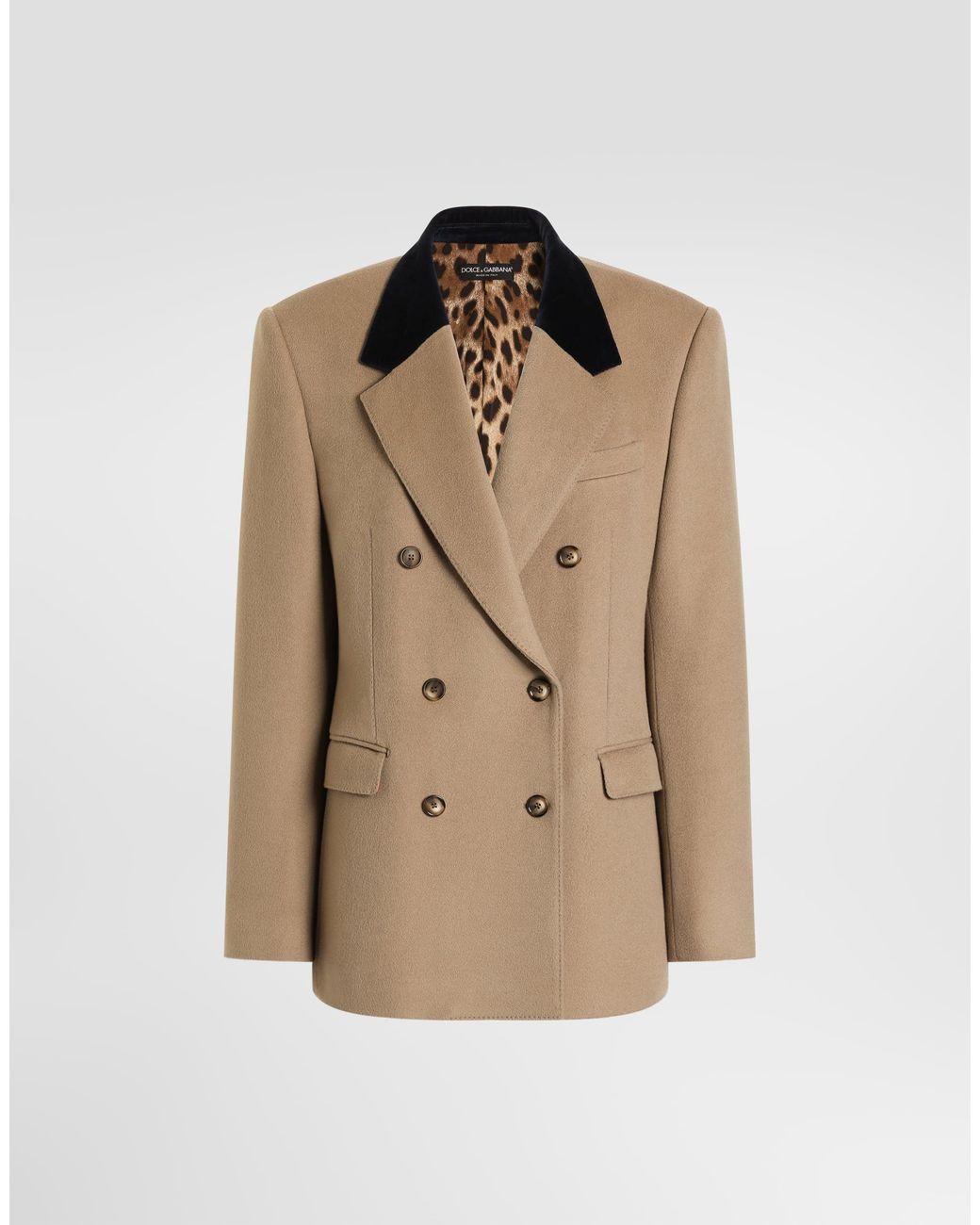 Dolce & Gabbana Natural Double-Breasted Cashmere Jacket