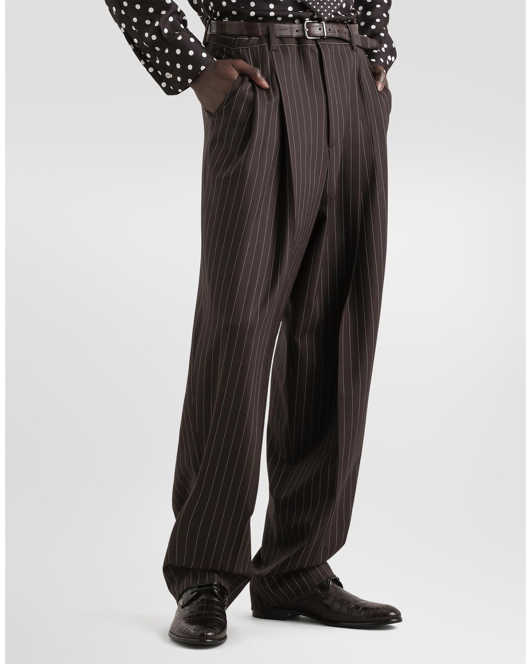 Dolce & Gabbana Multicolor Pinstripe Wool Trousers for men