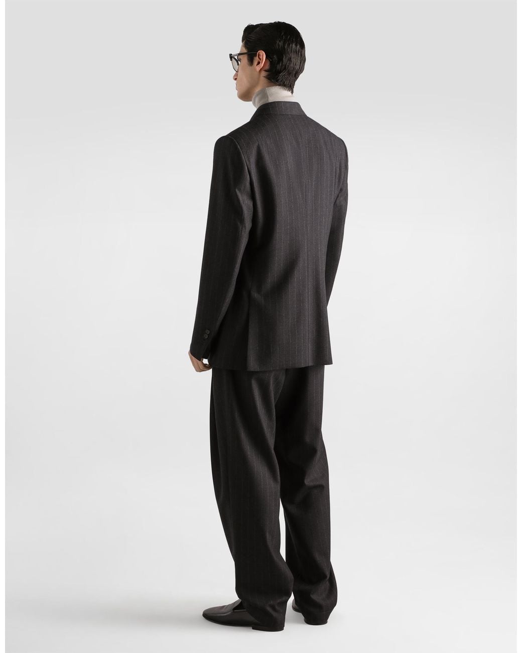 Dolce & Gabbana Black Pinstripe Virgin Wool Trousers for men