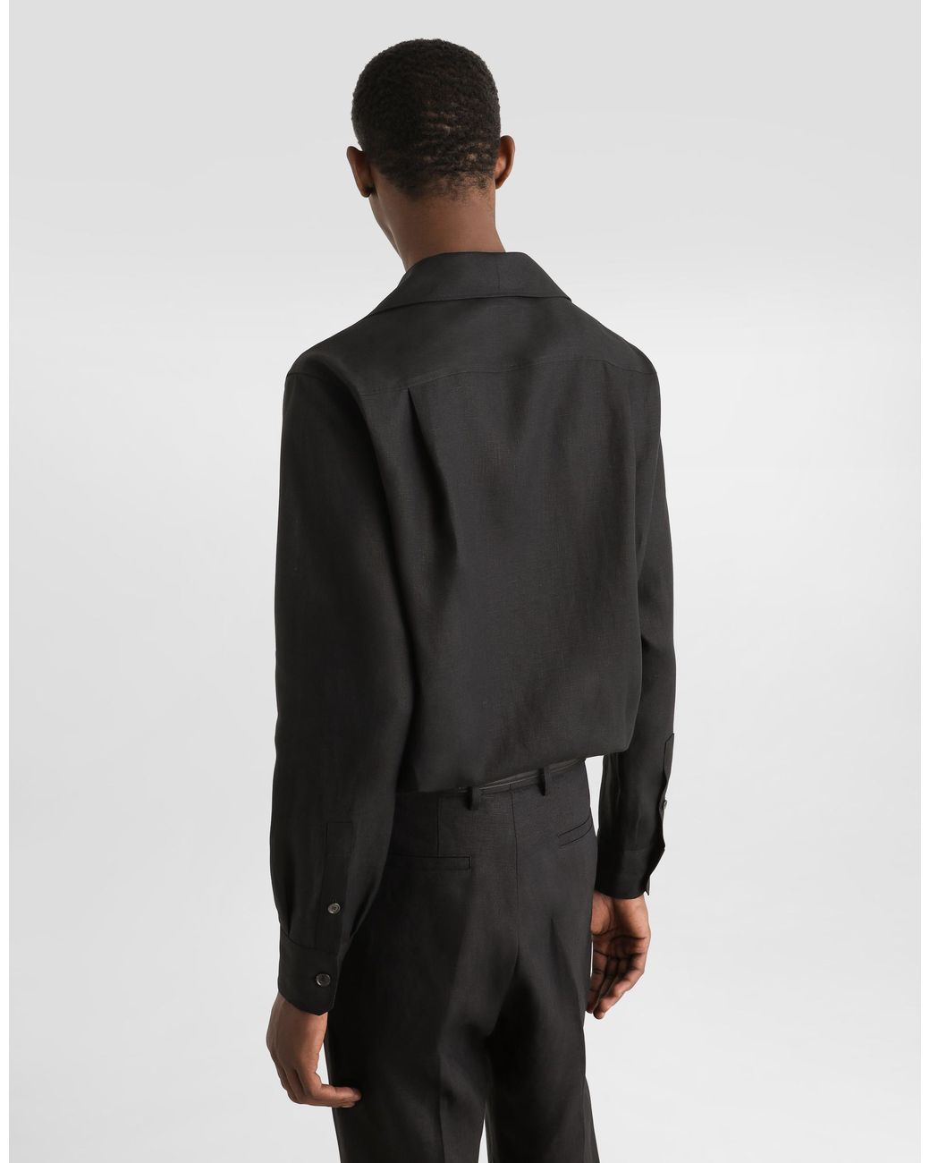 Dolce & Gabbana Black Long-Sleeved Linen Shirt for men