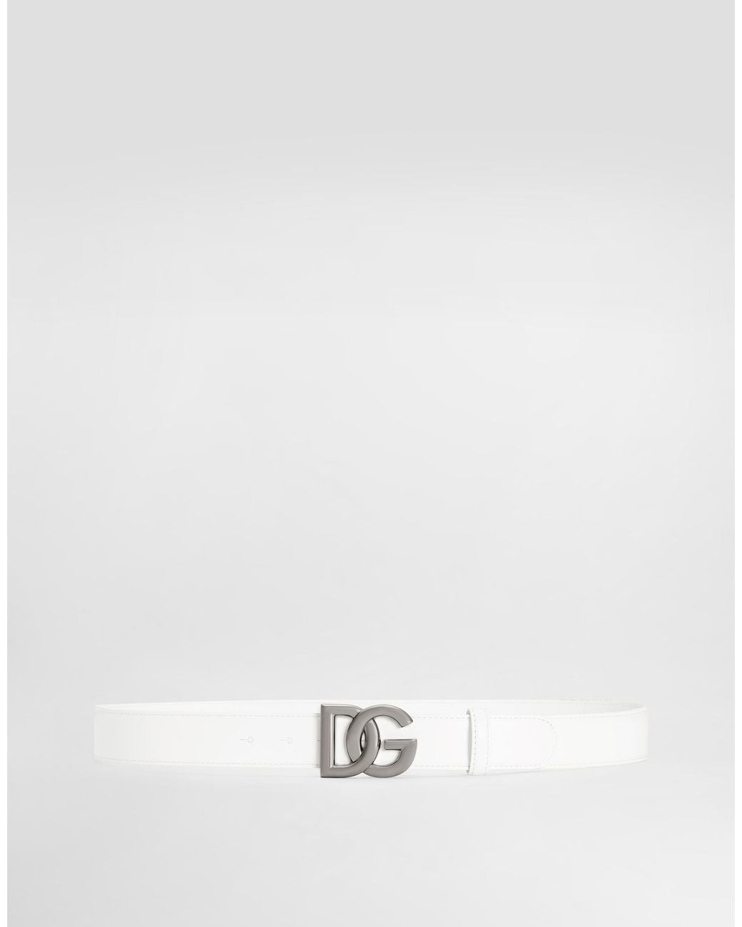 Dolce & Gabbana White Belt With Dg Logo Buckle for men
