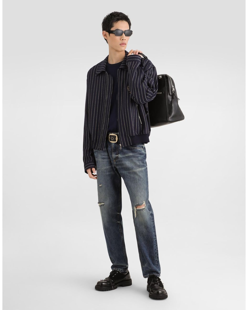 Dolce & Gabbana Blue Virgin Wool Pullover for men