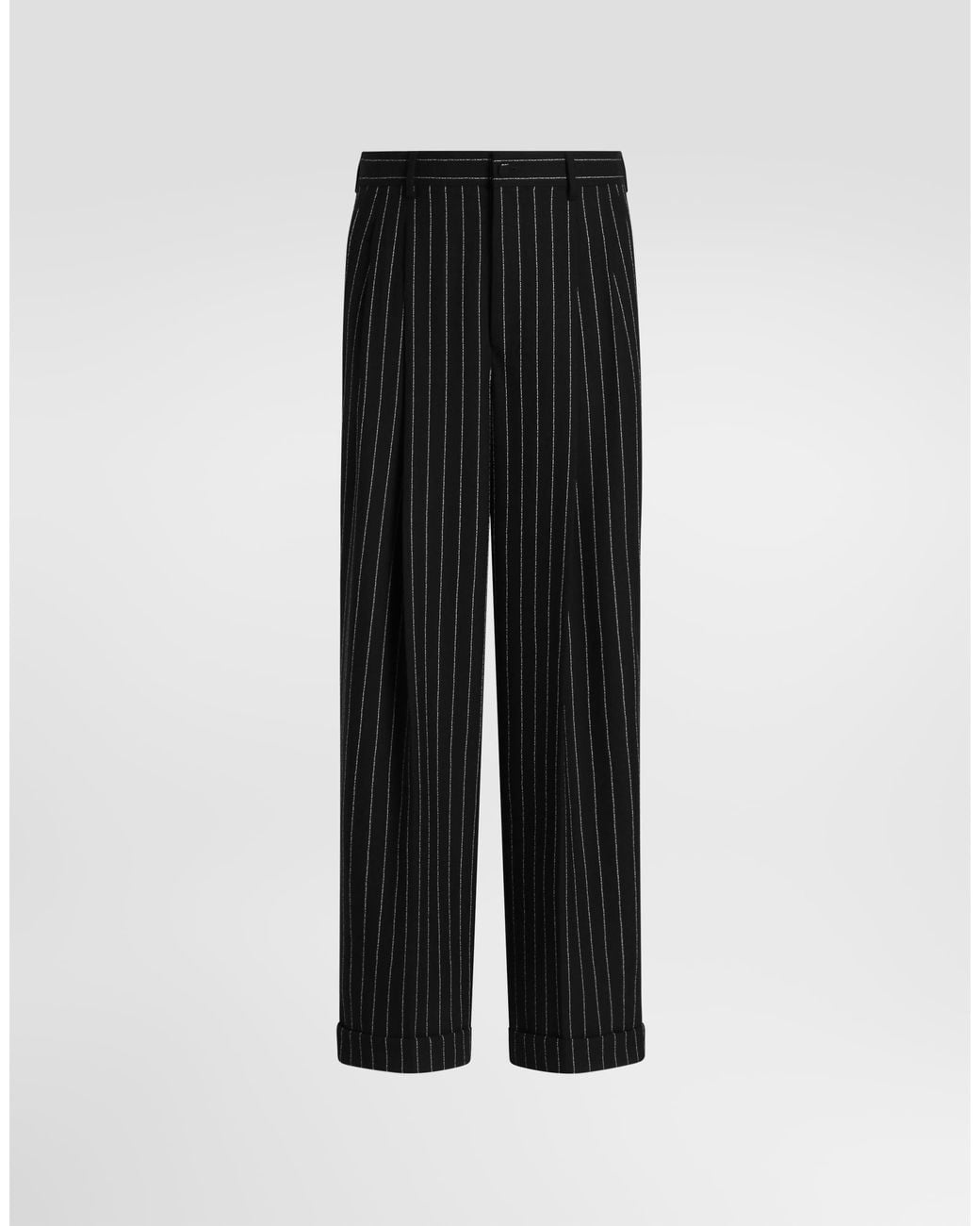 Dolce & Gabbana Black Pinstripe Virgin Wool Trousers for men