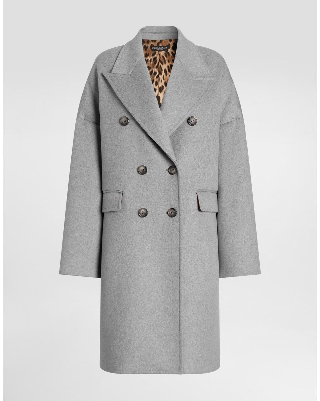 Dolce & Gabbana Gray Double-Breasted Cashmere Coat