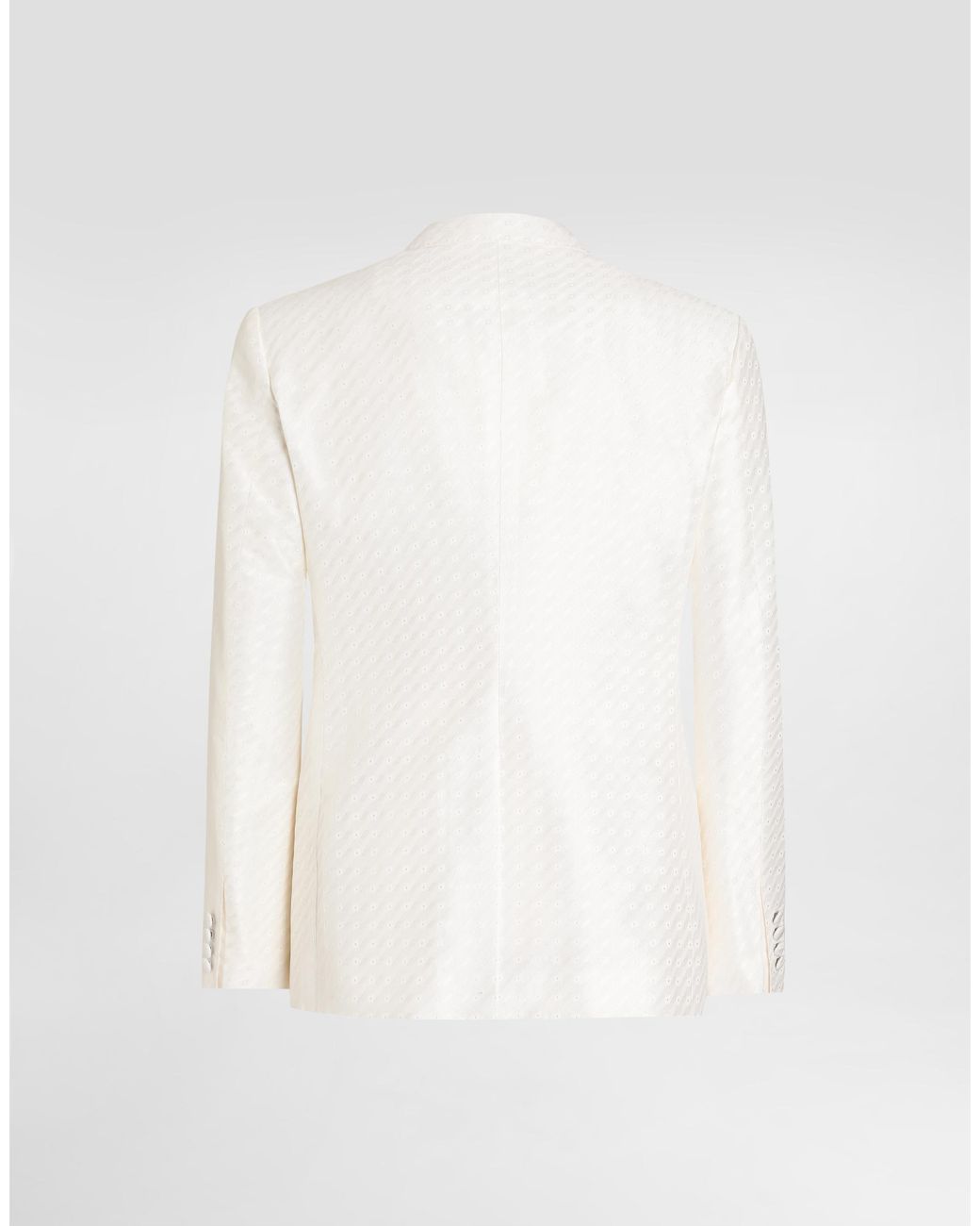Dolce & Gabbana White Double-Breasted Sicilia Light Jacquard Jacket With Micro Pattern for men