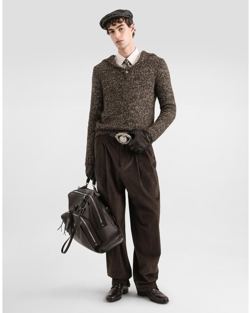 Dolce & Gabbana Gray Alpaca Blend Polo Shirt for men