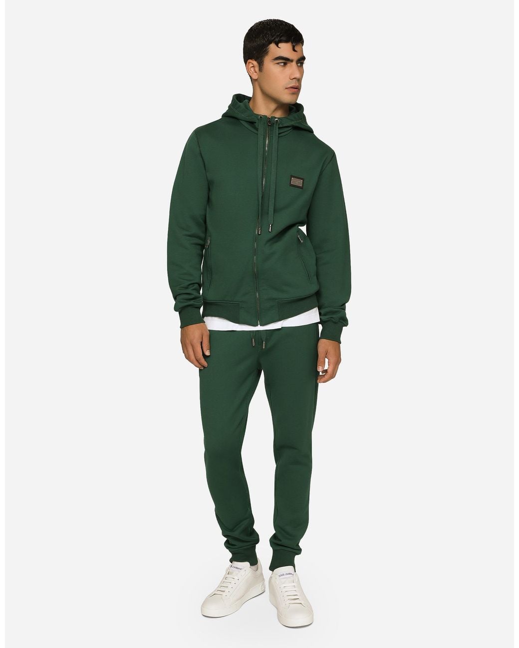 Dolce & Gabbana Jogginghose Aus Jersey Mit Logoplakette in Green für Herren