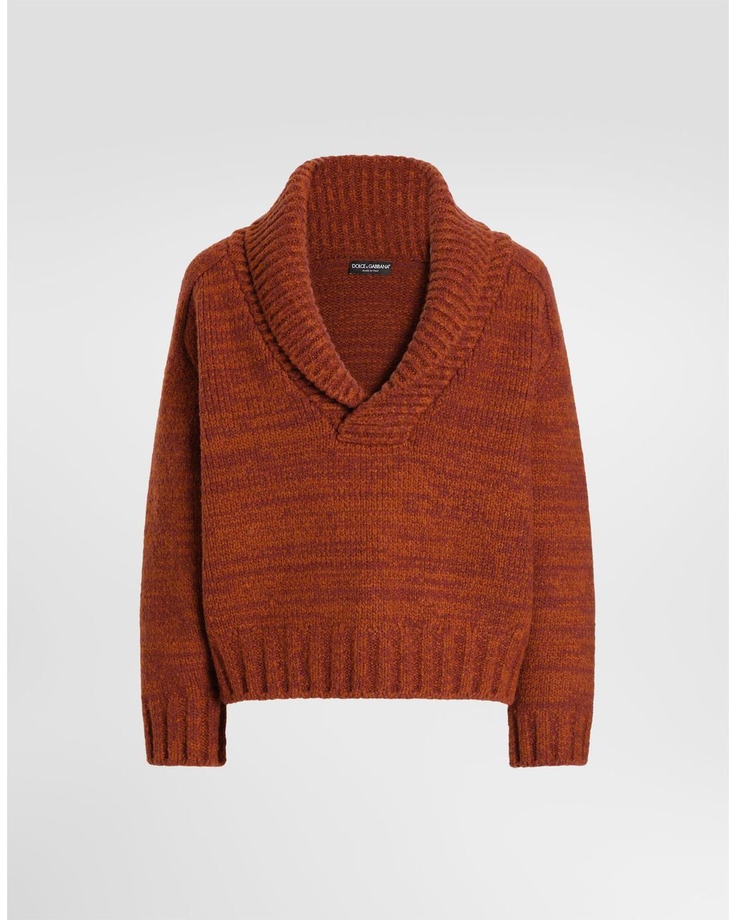 Dolce & Gabbana Brown Wool Mouliné Sweater for men