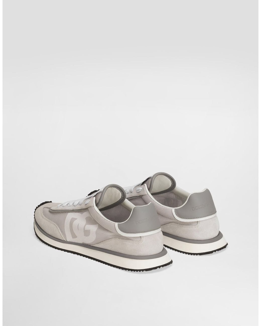 Dolce & Gabbana White Mixed-Material Dg Cushion Sneakers for men