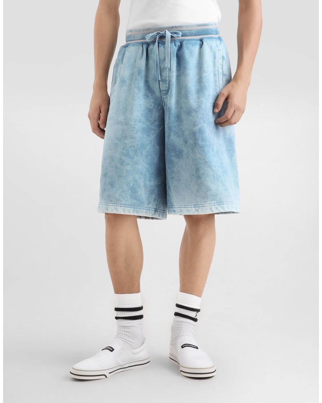 Dolce & Gabbana Blue Treated Jersey Bermuda Shorts for men
