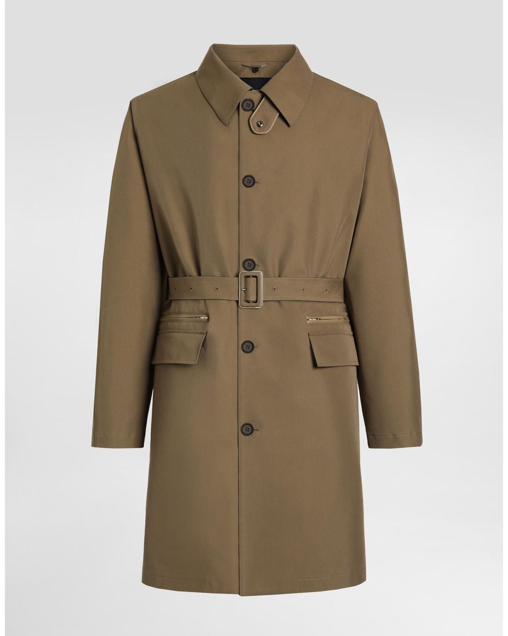 Dolce & Gabbana Natural Single-Breasted Cotton Trench Coat for men