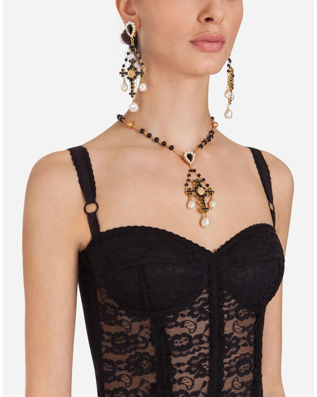 Dolce & Gabbana Lace Corset Bustier in Black | Lyst
