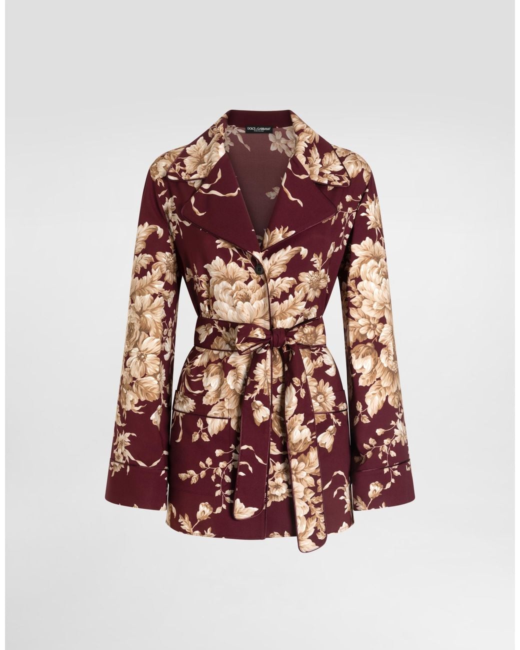 Dolce & Gabbana Red Rose- Charmeuse Vanity Shirt
