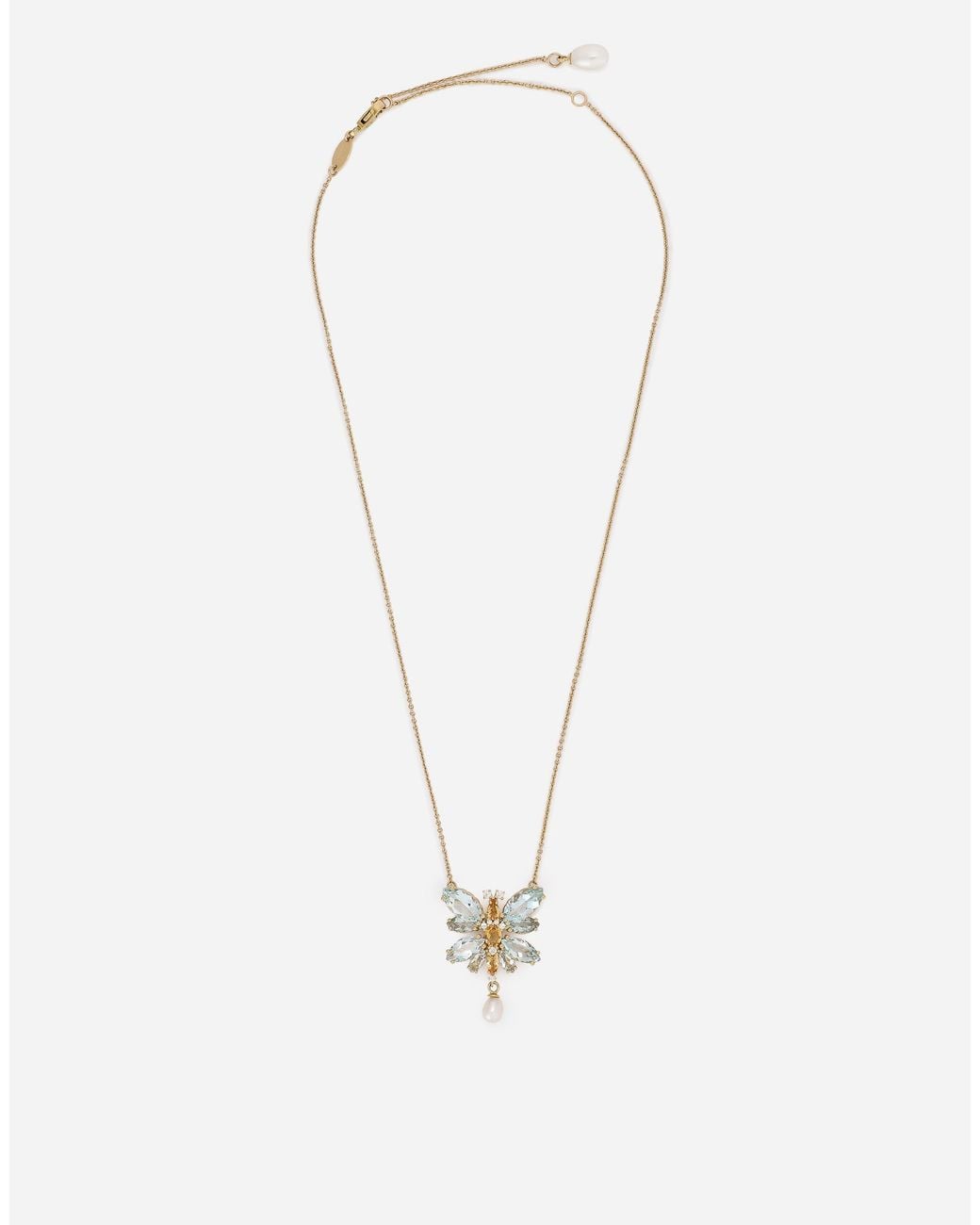 Dolce & Gabbana White Butterfly Necklace 18-Carat And Aquamarine