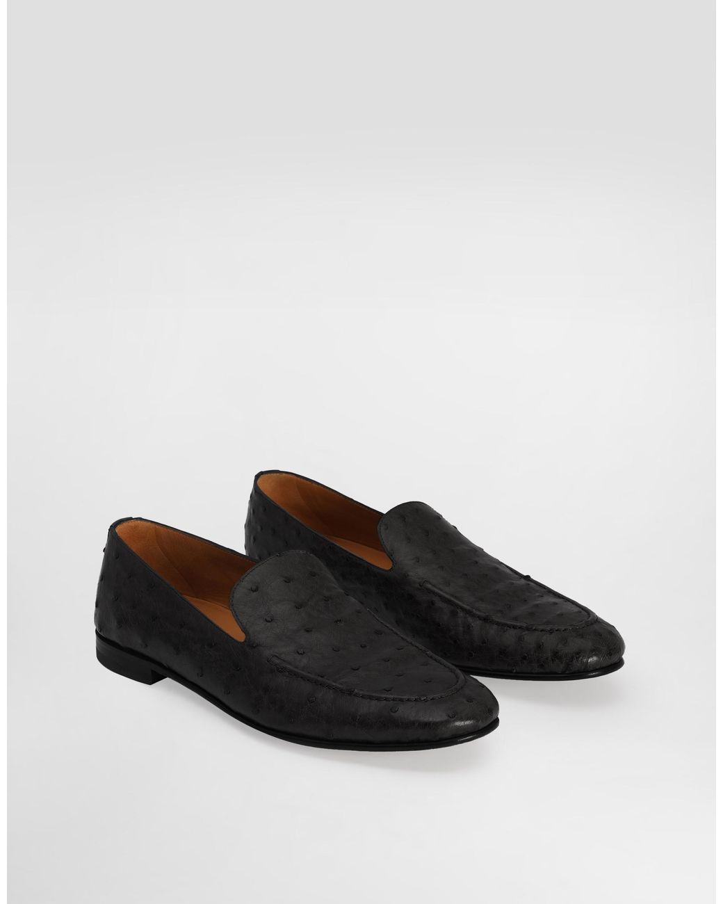 Dolce & Gabbana White Ostrich Leather Slippers for men
