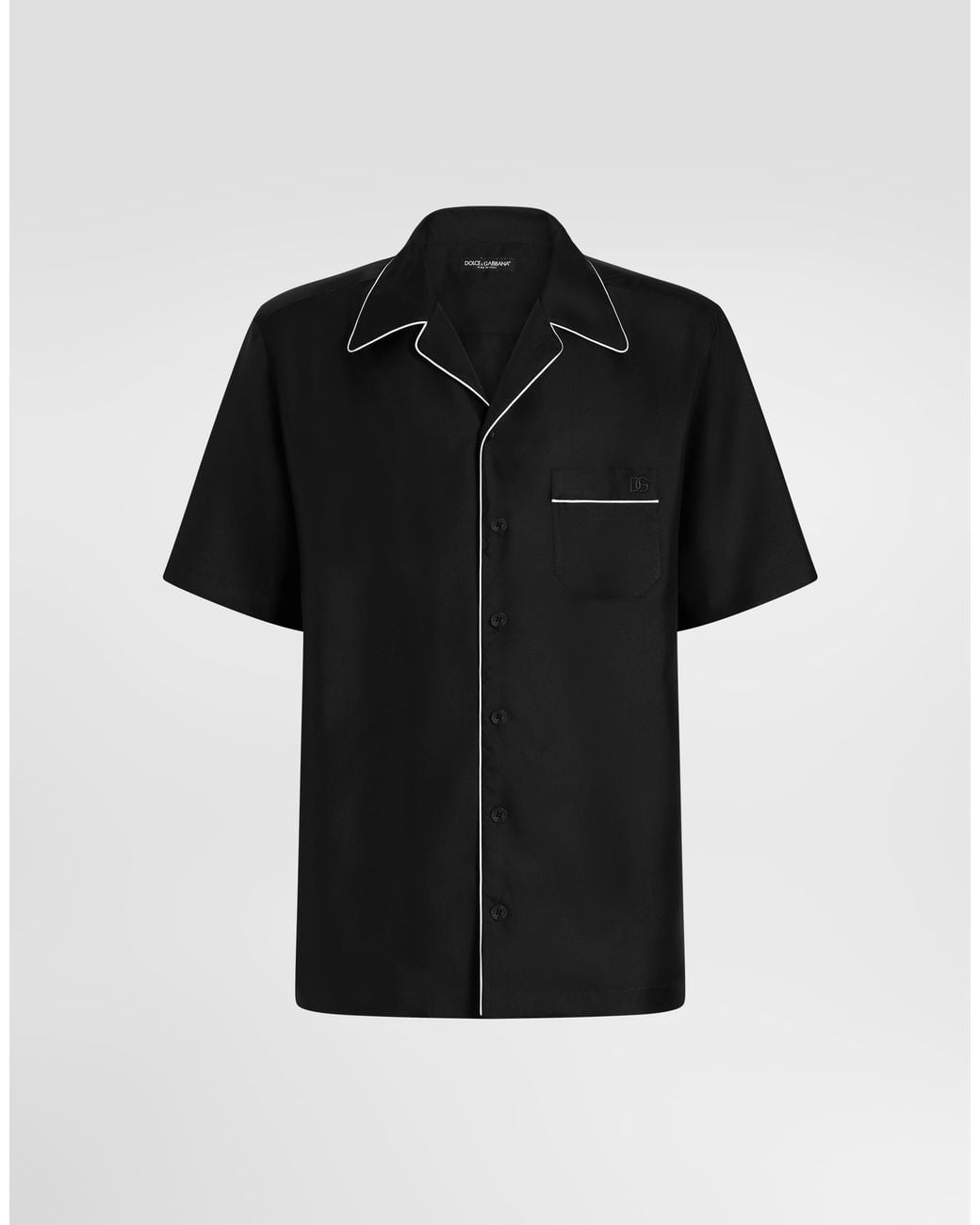 Dolce & Gabbana Hawaii-Hemd Aus Seidentwill in Black für Herren
