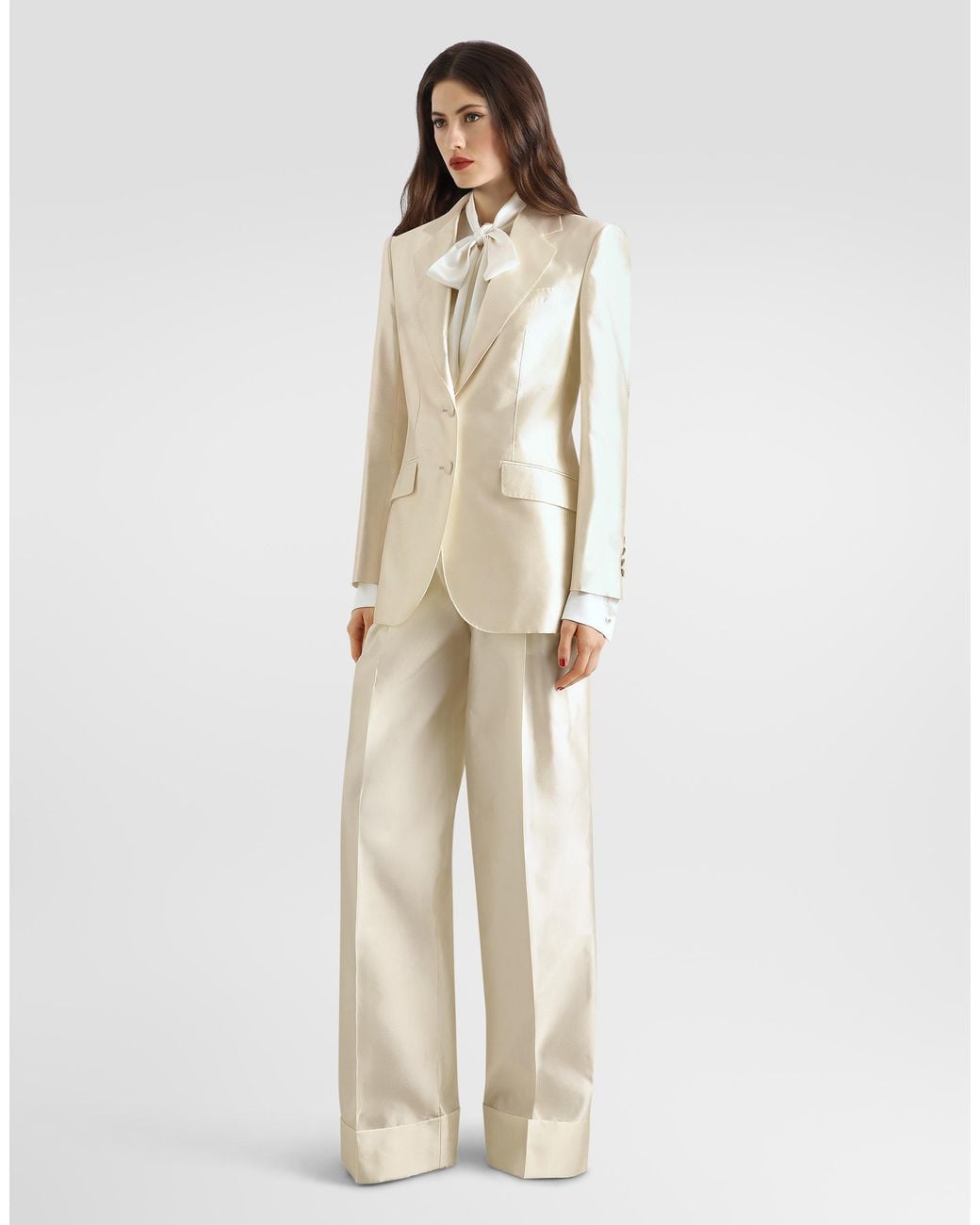 Dolce & Gabbana Natural Single-Breasted Mikado Silk Jacket