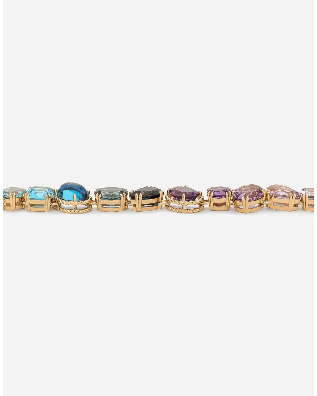 Dolce & Gabbana White Multicolor Gemstone Rainbow Necklace