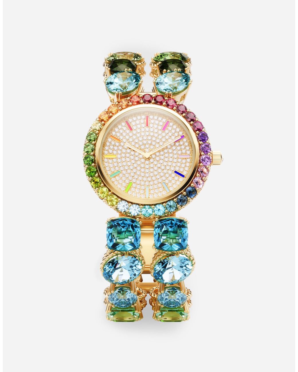 Dolce & Gabbana White Watch With Multi-colored Gems