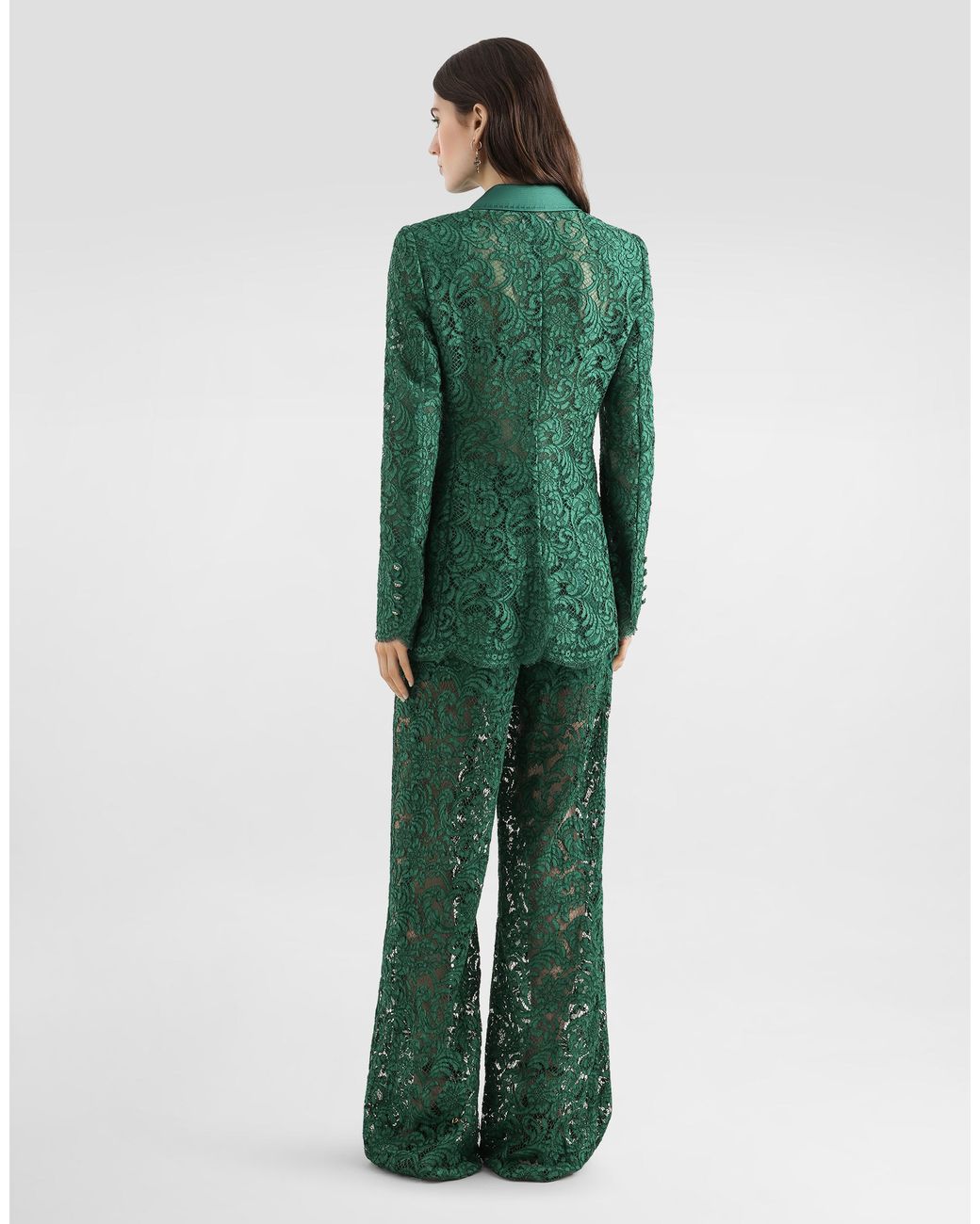 Dolce & Gabbana Green Cordonetto Lace Trousers