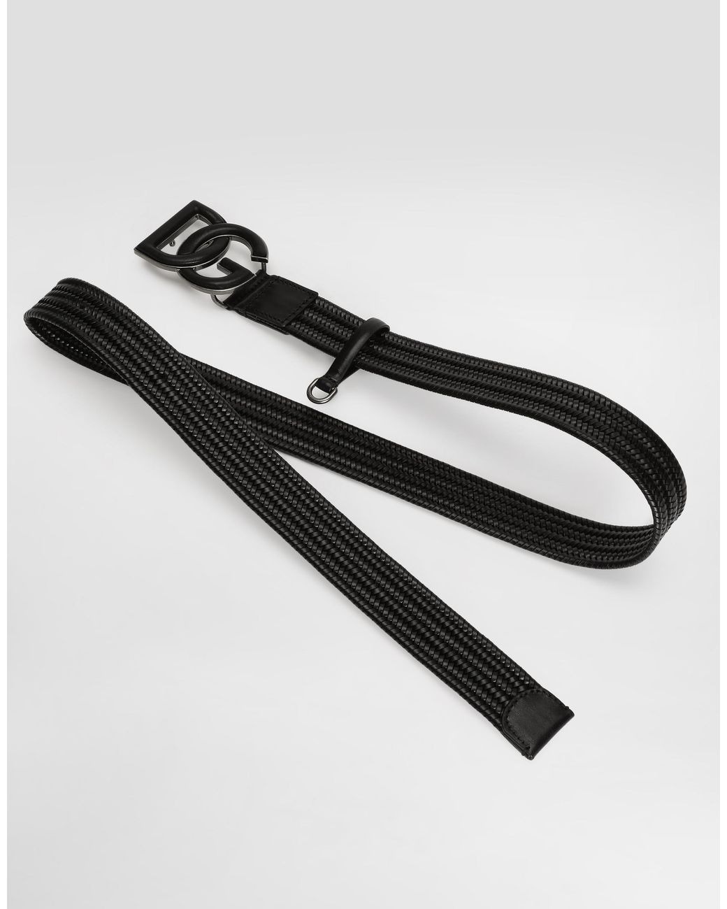 Dolce & Gabbana White Woven Calfskin Belt for men