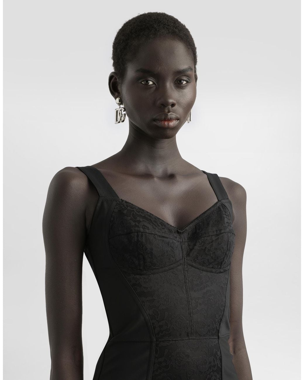 Dolce & Gabbana Black Corset-Style Midi Dress