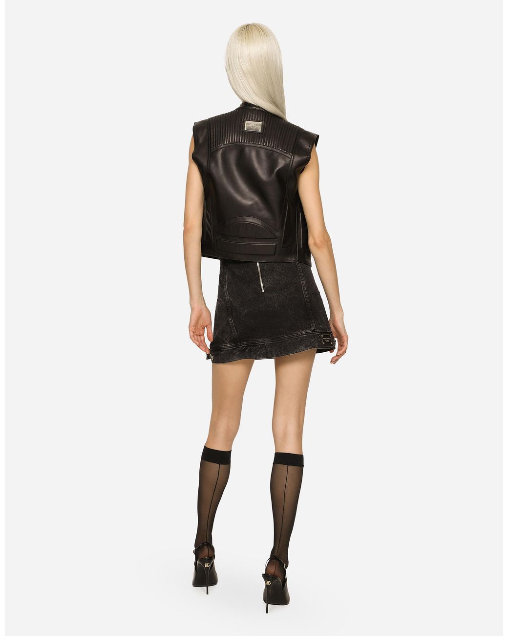 Dolce & Gabbana Black Zip-Up Leather Vest
