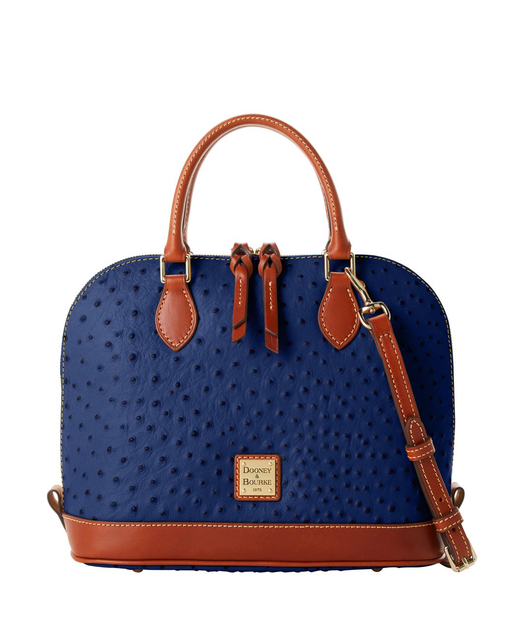 Dooney & Bourke Leather Ostrich Zip Zip Satchel in Navy (Blue) Lyst